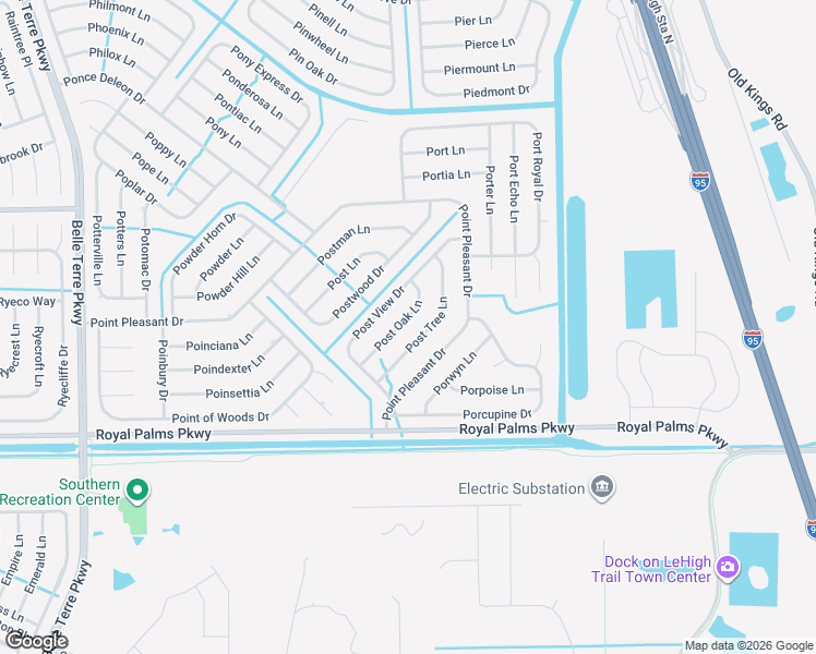 map of restaurants, bars, coffee shops, grocery stores, and more near 21 Post Oak Lane in Palm Coast