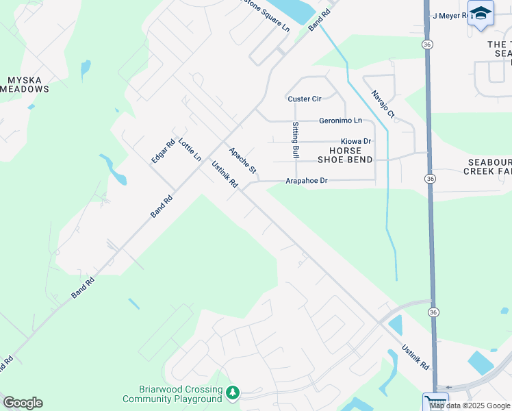 map of restaurants, bars, coffee shops, grocery stores, and more near Aspen Road in Rosenberg
