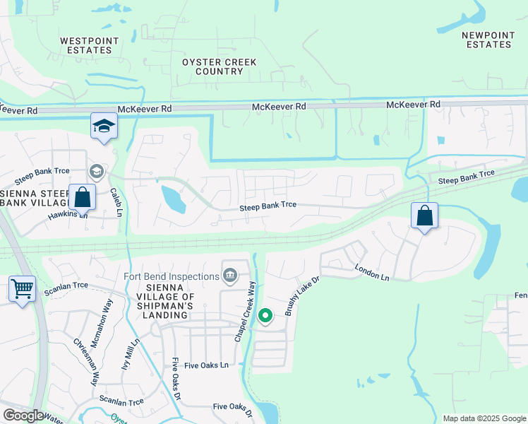 map of restaurants, bars, coffee shops, grocery stores, and more near 10623 Saratoga Square in Missouri City