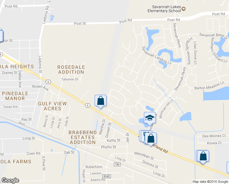 map of restaurants, bars, coffee shops, grocery stores, and more near 14218 Windy Ridge Ln in Rosharon