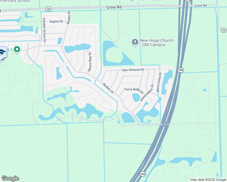 map of restaurants, bars, coffee shops, grocery stores, and more near 8 Rodeo Bend Drive in Manvel