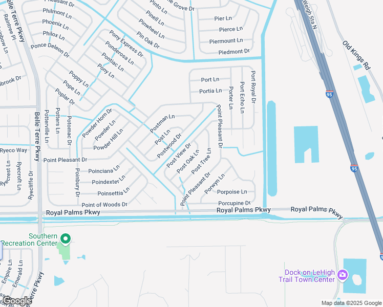 map of restaurants, bars, coffee shops, grocery stores, and more near 21 Post Oak Lane in Palm Coast