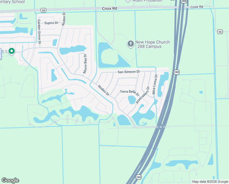 map of restaurants, bars, coffee shops, grocery stores, and more near 8 Rodeo Bend Drive in Manvel