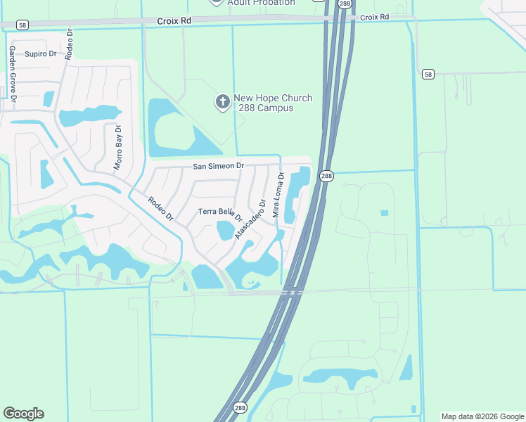 map of restaurants, bars, coffee shops, grocery stores, and more near 30 Palm Villas Drive in Manvel