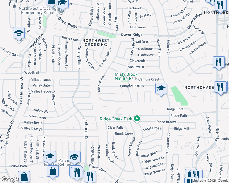 map of restaurants, bars, coffee shops, grocery stores, and more near 6919 Cactus Meadows in San Antonio