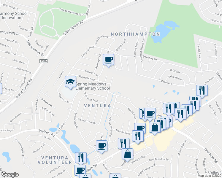 map of restaurants, bars, coffee shops, grocery stores, and more near 7306 Grassy Trail in San Antonio