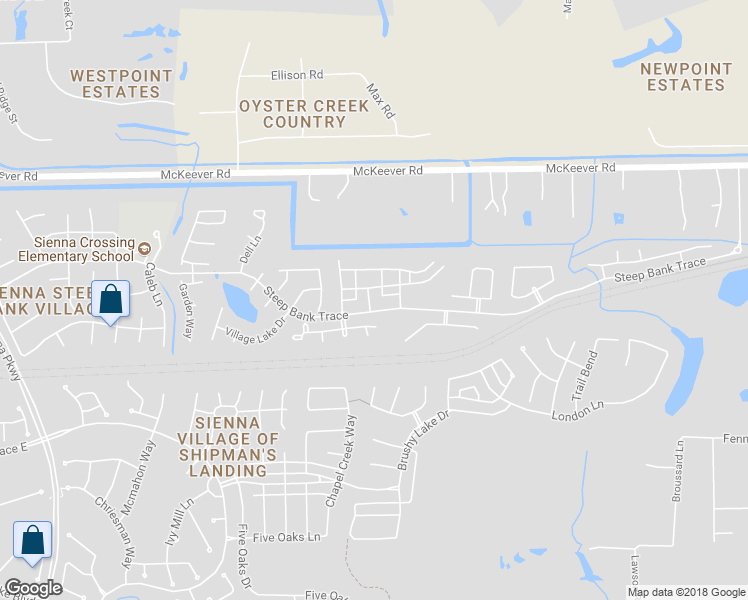 map of restaurants, bars, coffee shops, grocery stores, and more near 3935 Southern Bend in Missouri City