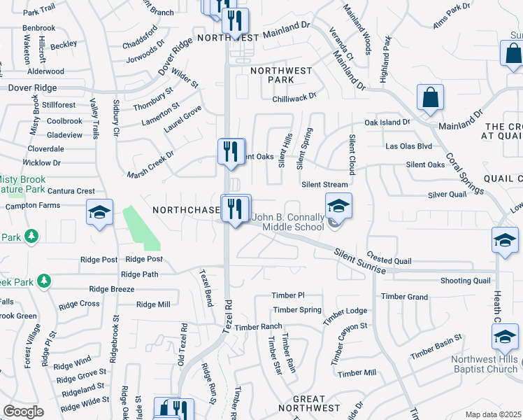 map of restaurants, bars, coffee shops, grocery stores, and more near 8806 Summer Trail in San Antonio