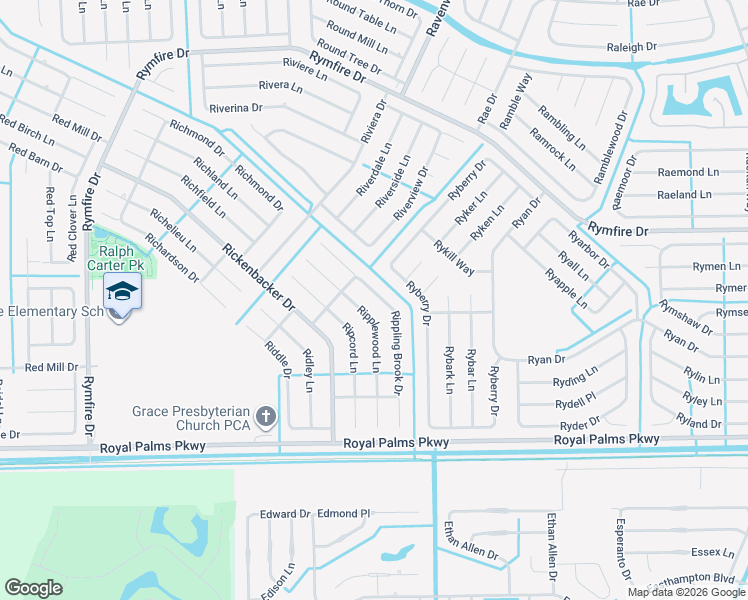map of restaurants, bars, coffee shops, grocery stores, and more near 20 Rippling Brook Drive in Palm Coast