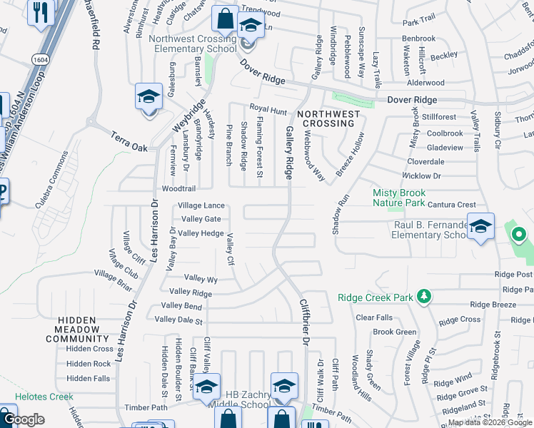 map of restaurants, bars, coffee shops, grocery stores, and more near 9254 Encino Village in San Antonio