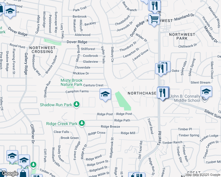 map of restaurants, bars, coffee shops, grocery stores, and more near 9502 Cantura Crest in San Antonio