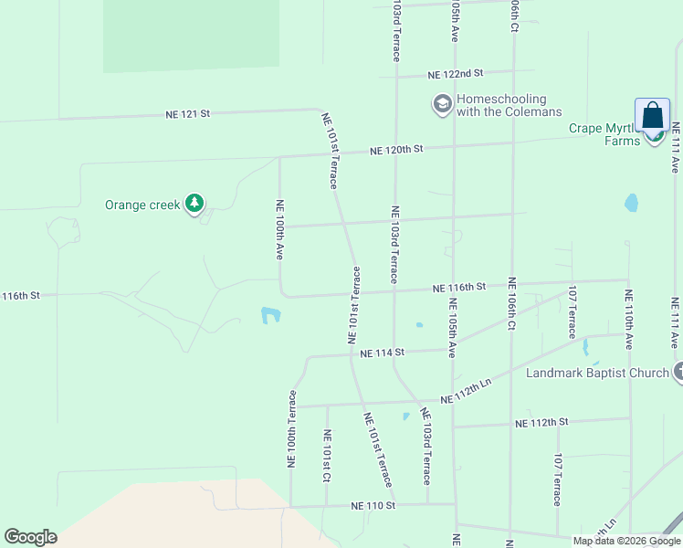 map of restaurants, bars, coffee shops, grocery stores, and more near 11710 Northeast 101st Terrace in Archer
