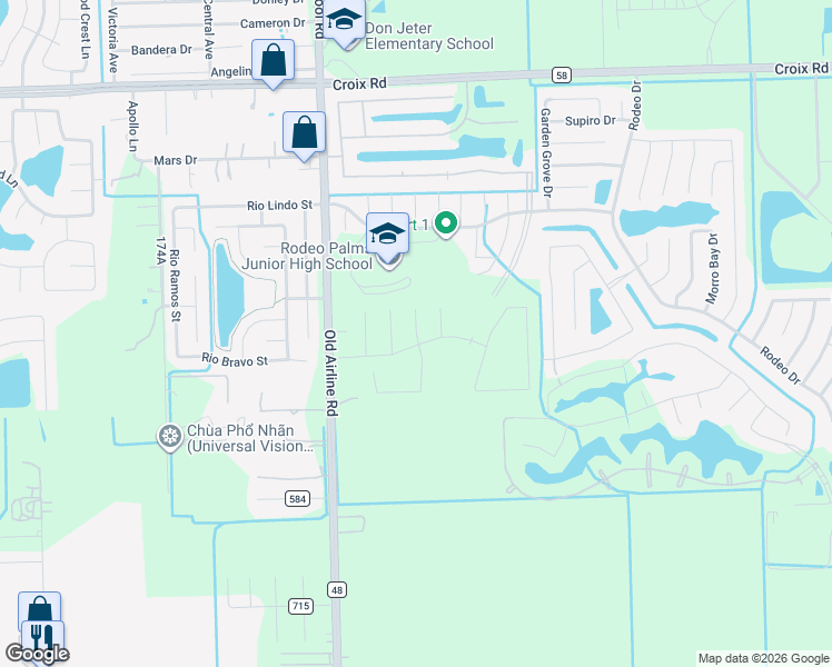 map of restaurants, bars, coffee shops, grocery stores, and more near 2201 Willow Cove Drive in Manvel