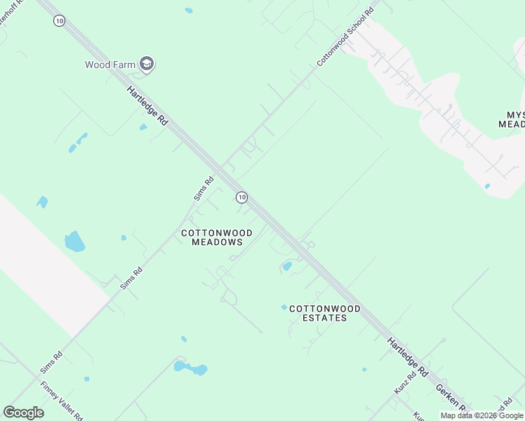 map of restaurants, bars, coffee shops, grocery stores, and more near 2361 Hartledge Road in Rosenberg