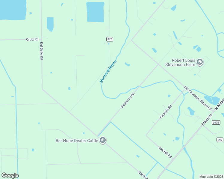 map of restaurants, bars, coffee shops, grocery stores, and more near 5634 Patterson Road in Manvel