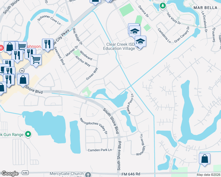 map of restaurants, bars, coffee shops, grocery stores, and more near 1425 Hicks Field Lane in League City