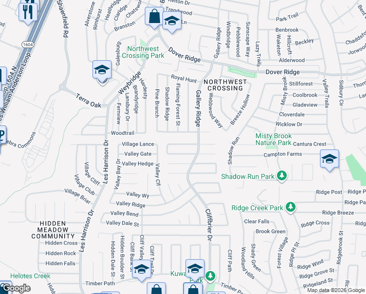 map of restaurants, bars, coffee shops, grocery stores, and more near 9238 Encino Village in San Antonio