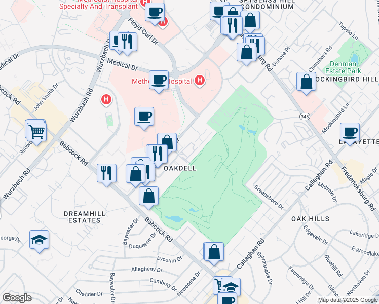 map of restaurants, bars, coffee shops, grocery stores, and more near 7342 Louis Pasteur Drive in San Antonio