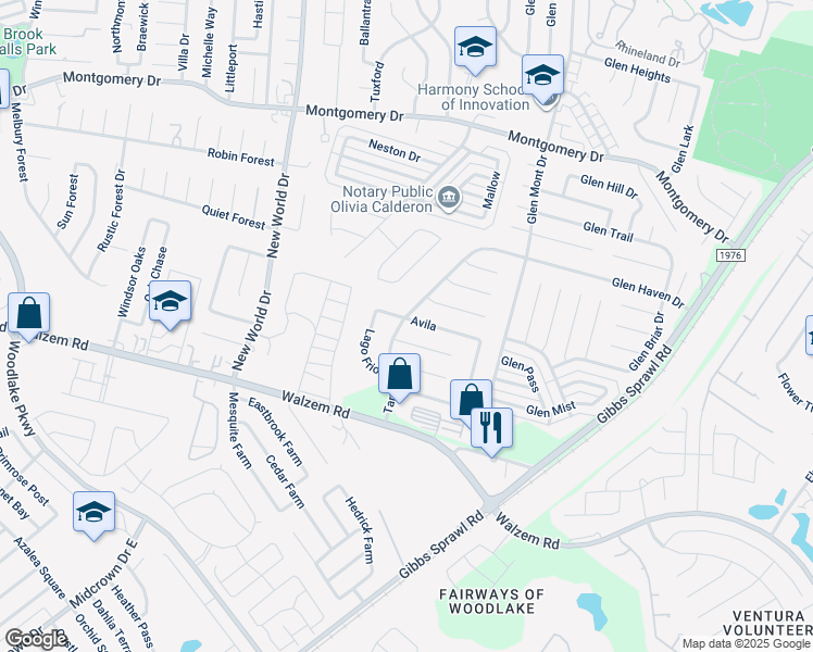 map of restaurants, bars, coffee shops, grocery stores, and more near 6802 Avila in San Antonio