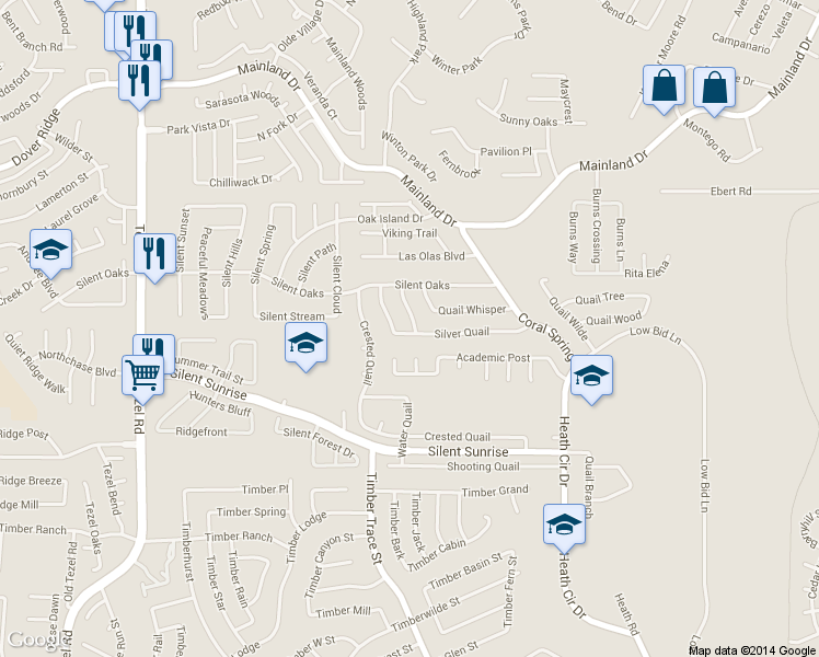 map of restaurants, bars, coffee shops, grocery stores, and more near 7103 Quail Garden in San Antonio