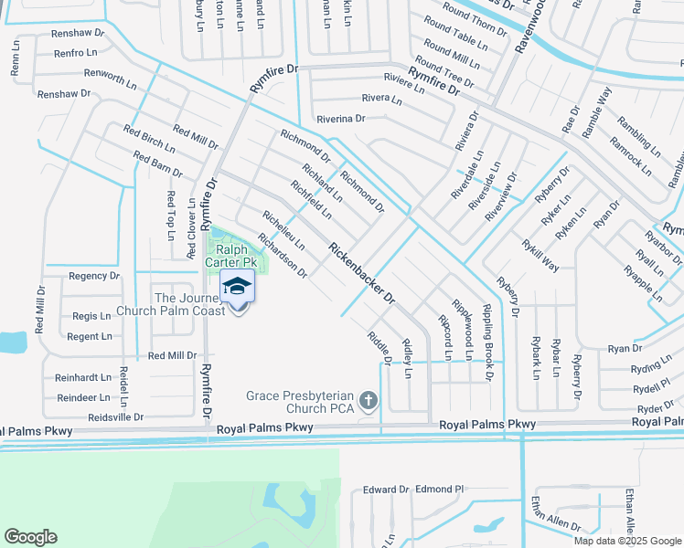 map of restaurants, bars, coffee shops, grocery stores, and more near 7 Ricker Place in Palm Coast