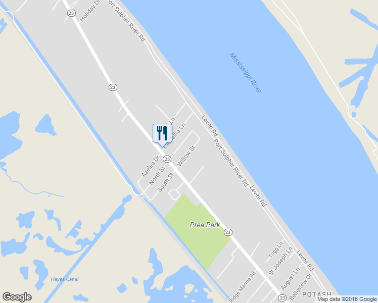 map of restaurants, bars, coffee shops, grocery stores, and more near 156 Willow Street in Port Sulphur