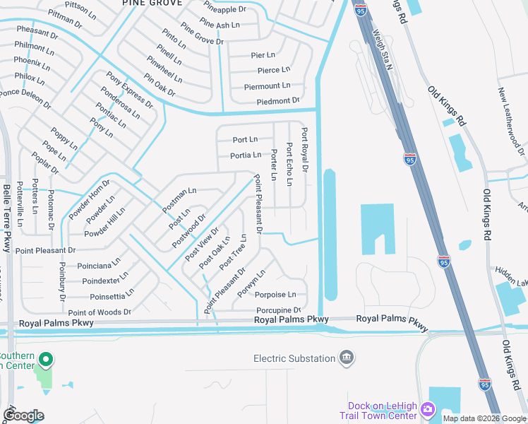 map of restaurants, bars, coffee shops, grocery stores, and more near 135 Point Pleasant Drive in Palm Coast