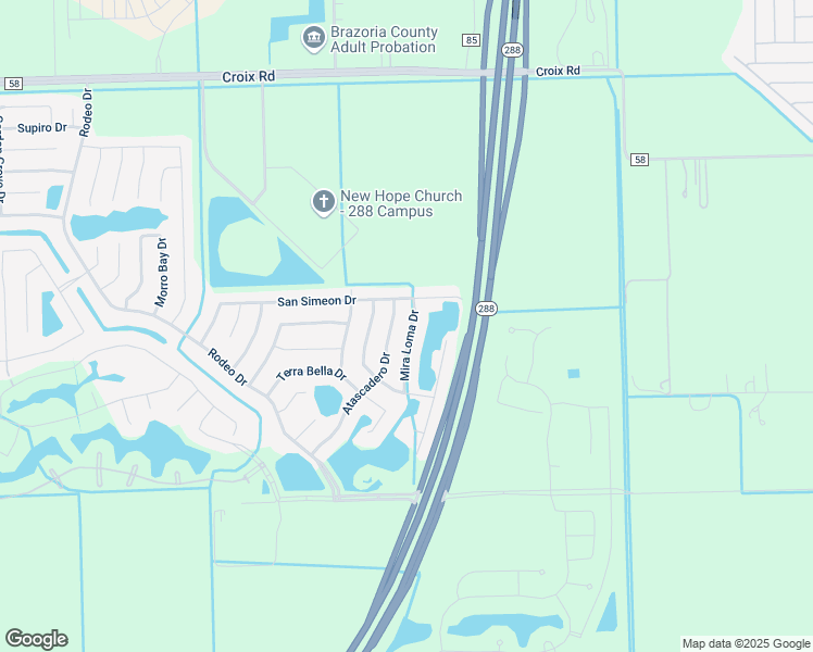 map of restaurants, bars, coffee shops, grocery stores, and more near 29 Mira Loma Drive in Manvel