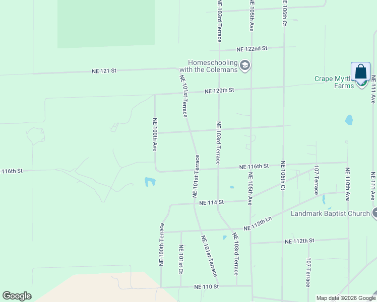 map of restaurants, bars, coffee shops, grocery stores, and more near 11710 Northeast 101st Terrace in Archer