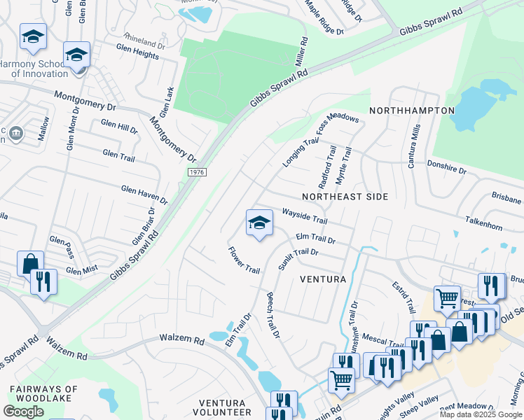 map of restaurants, bars, coffee shops, grocery stores, and more near 7904 Wayside Trail in San Antonio