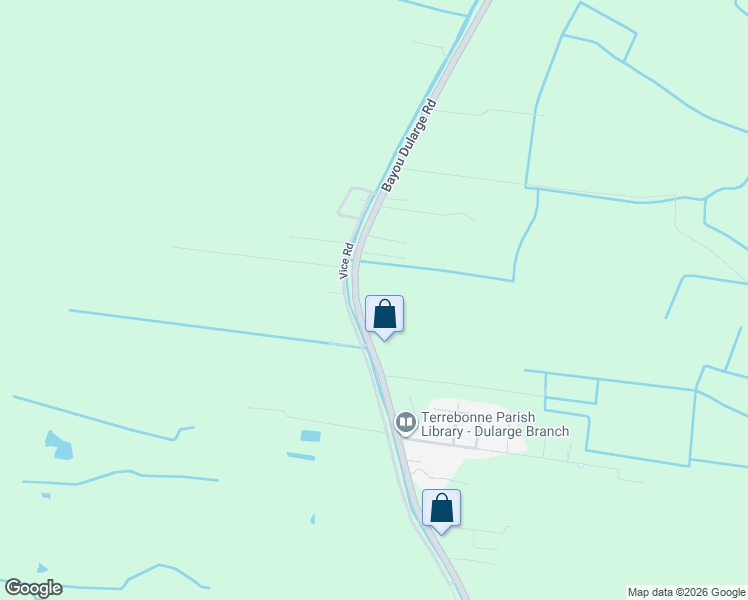 map of restaurants, bars, coffee shops, grocery stores, and more near 765 Bayou Dularge Road in Houma