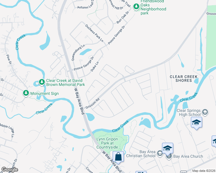 map of restaurants, bars, coffee shops, grocery stores, and more near 4409 West Maple Drive in Friendswood