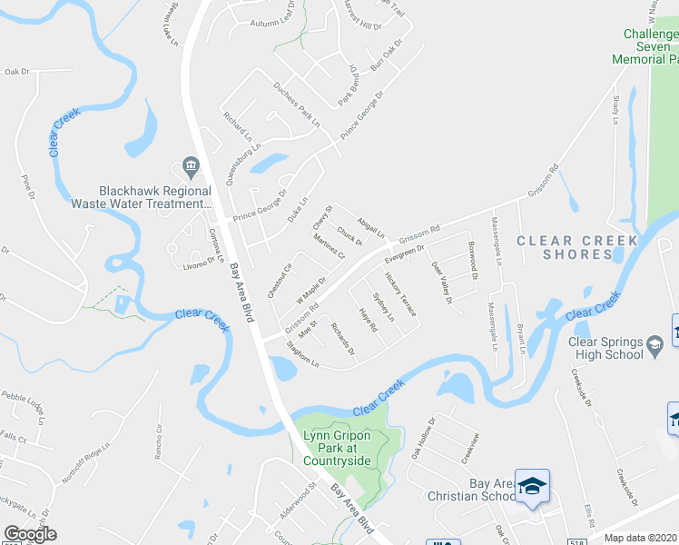 map of restaurants, bars, coffee shops, grocery stores, and more near 4409 West Maple Drive in Friendswood