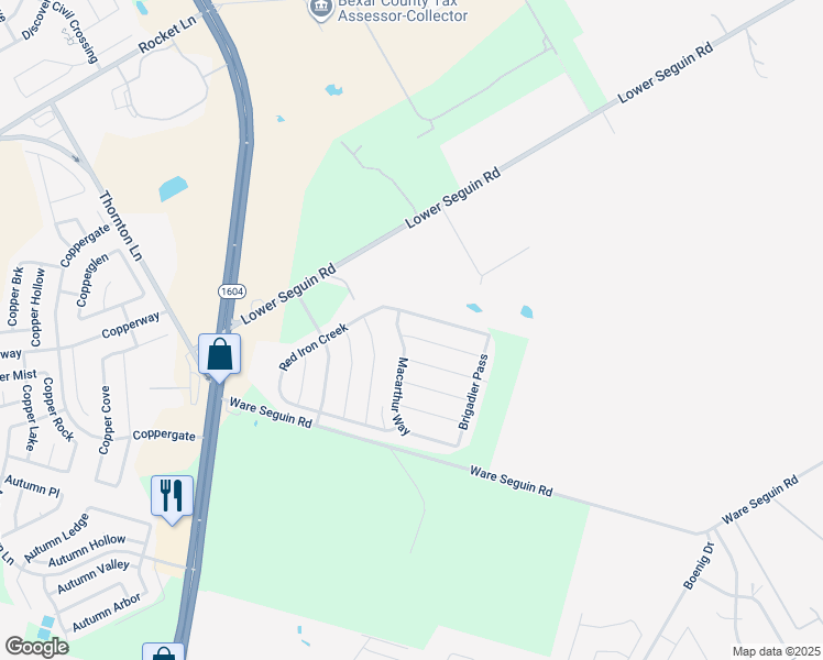 map of restaurants, bars, coffee shops, grocery stores, and more near 10122 Macarthur Way in Converse