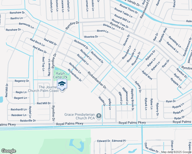 map of restaurants, bars, coffee shops, grocery stores, and more near 1 Riviera Drive in Palm Coast