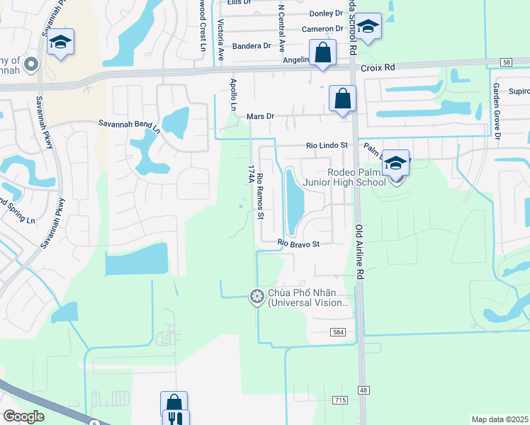 map of restaurants, bars, coffee shops, grocery stores, and more near 5501 Rio Ramos Street in Rosharon