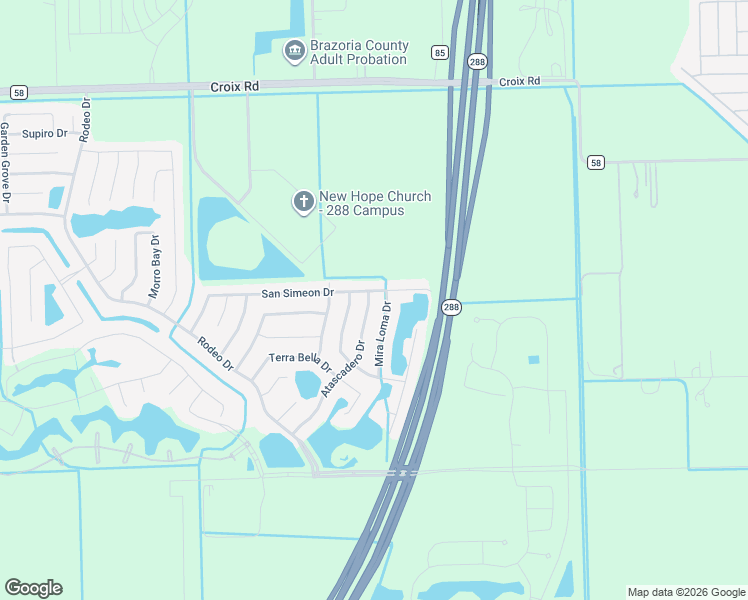 map of restaurants, bars, coffee shops, grocery stores, and more near 68 Atascadero Drive in Manvel
