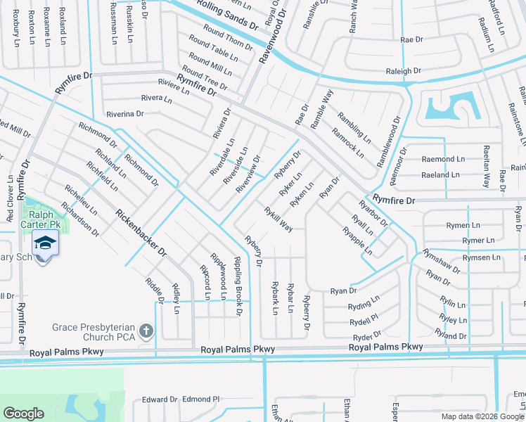 map of restaurants, bars, coffee shops, grocery stores, and more near 6 Rykill Way in Palm Coast