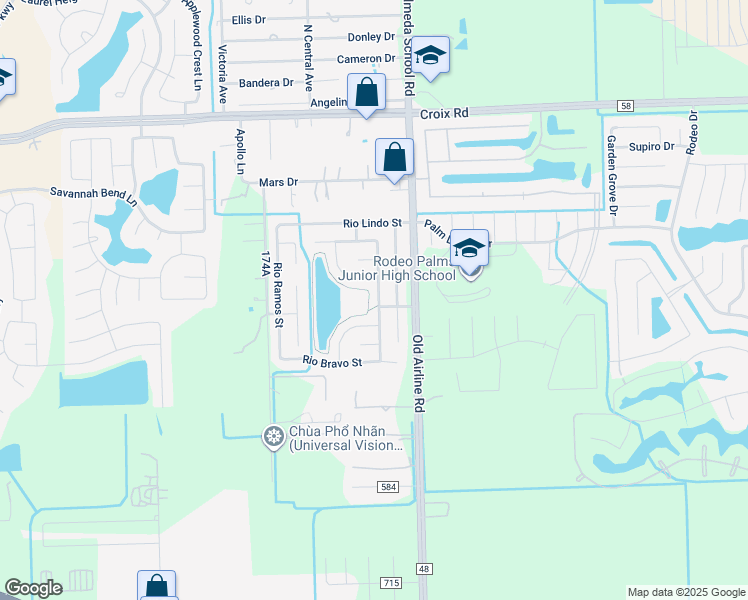 map of restaurants, bars, coffee shops, grocery stores, and more near 5420 Rio San Juan Street in Rosharon