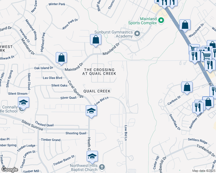 map of restaurants, bars, coffee shops, grocery stores, and more near 8507 Quail Tree in San Antonio