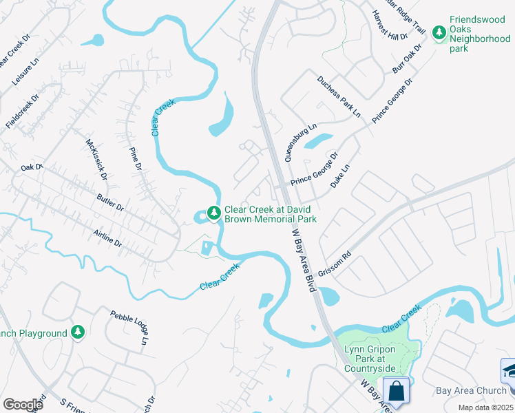 map of restaurants, bars, coffee shops, grocery stores, and more near 3517 Arezzo Circle in Friendswood