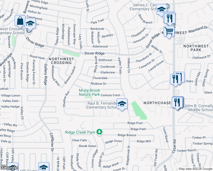 map of restaurants, bars, coffee shops, grocery stores, and more near 9558 Wicklow Drive in San Antonio