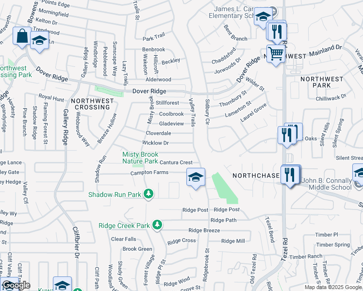 map of restaurants, bars, coffee shops, grocery stores, and more near 9522 Wicklow Dr in San Antonio
