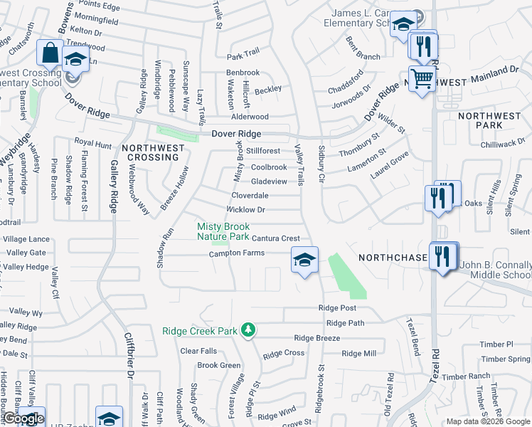 map of restaurants, bars, coffee shops, grocery stores, and more near 9558 Wicklow Drive in San Antonio