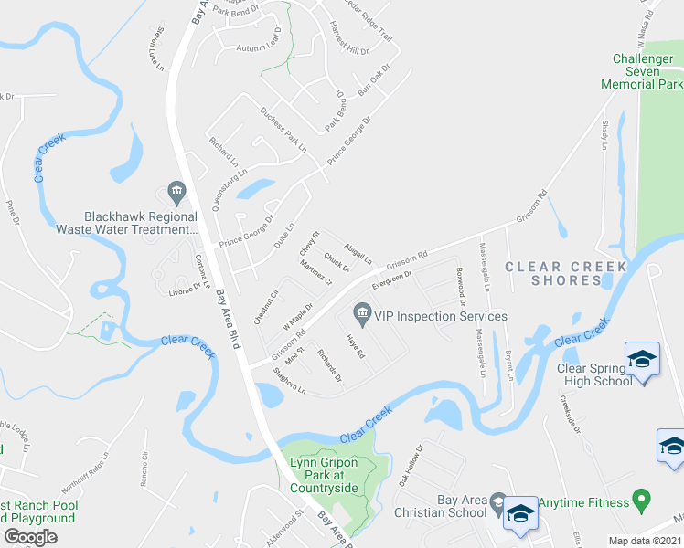 map of restaurants, bars, coffee shops, grocery stores, and more near 1215 Chuck Drive in Friendswood