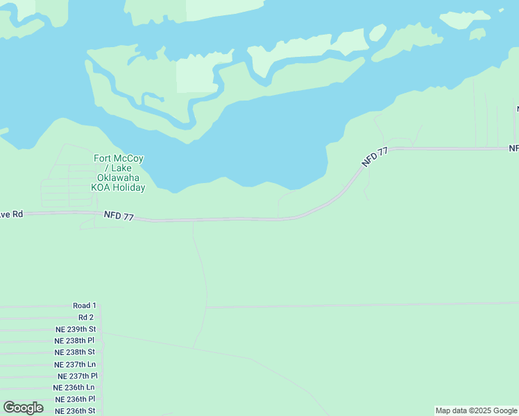 map of restaurants, bars, coffee shops, grocery stores, and more near 16599 Northeast 243rd Place Road in Fort McCoy