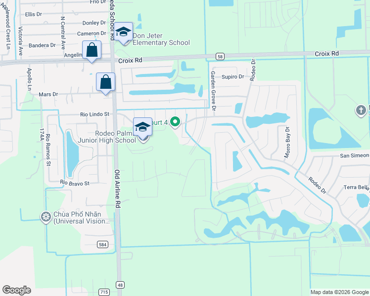map of restaurants, bars, coffee shops, grocery stores, and more near 16 Garden Spring Court in Manvel