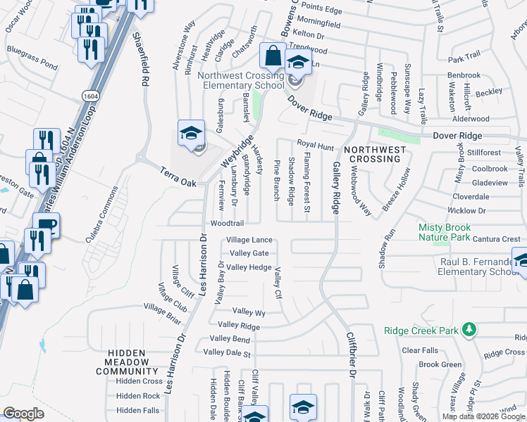 map of restaurants, bars, coffee shops, grocery stores, and more near 7215 Hardesty in San Antonio