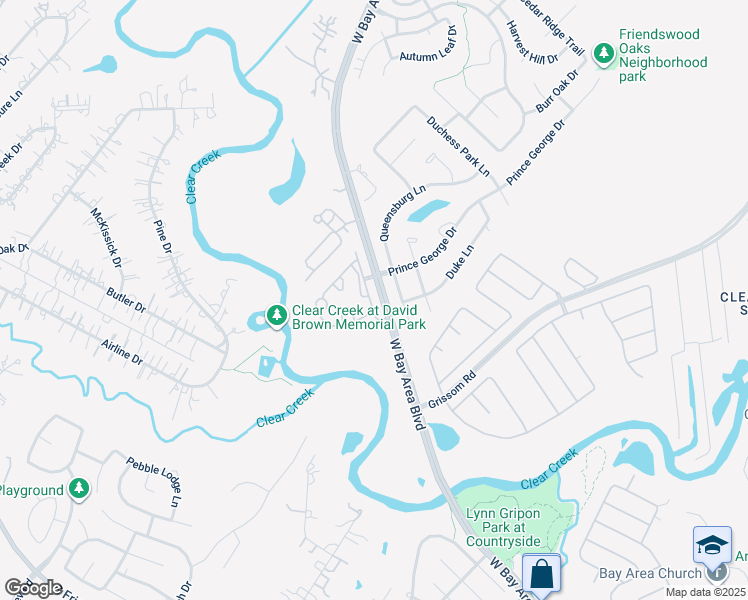map of restaurants, bars, coffee shops, grocery stores, and more near 3516 Cortona Lane in Friendswood