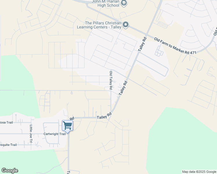 map of restaurants, bars, coffee shops, grocery stores, and more near 7102 Old Talley Road in San Antonio